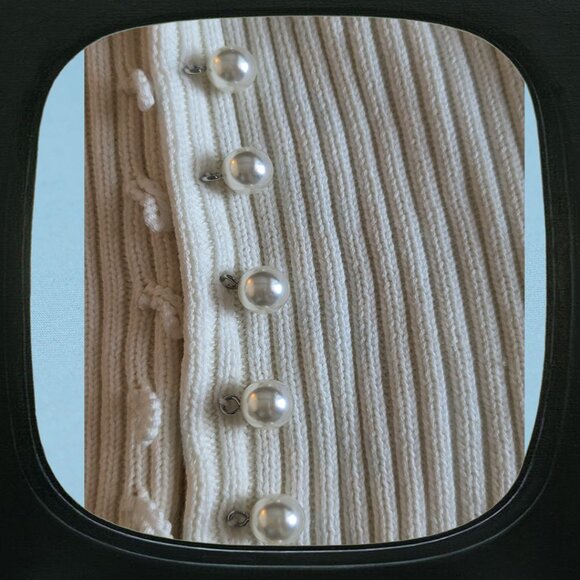 musier white knitted ribbed cardigan - Picture 2 of 5